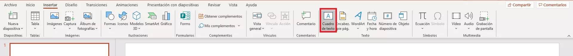 PowerPoint: colocar texto alrededor de un gráfico: insertar cuadro de texto 