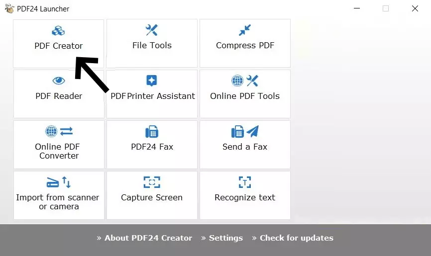 Selección de las opciones de edición del software PDF24