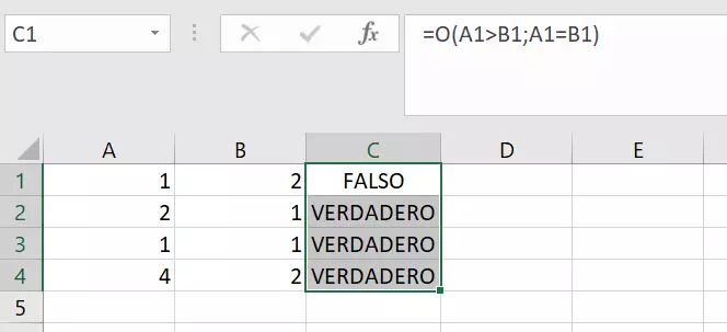 Función de Excel O con varios argumentos.