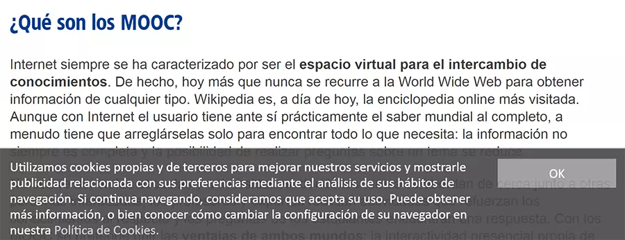 Nota sobre el uso de cookies en la página de la Guía Digital de IONOS