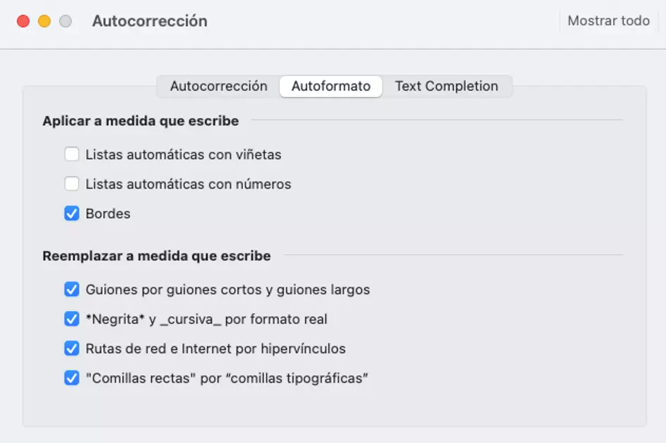 Outlook para Mac: opciones de autoformato