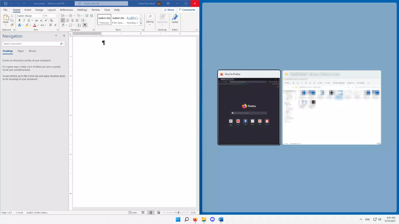 Dividir pantalla en Windows 11: vista previa con ventana perfilada