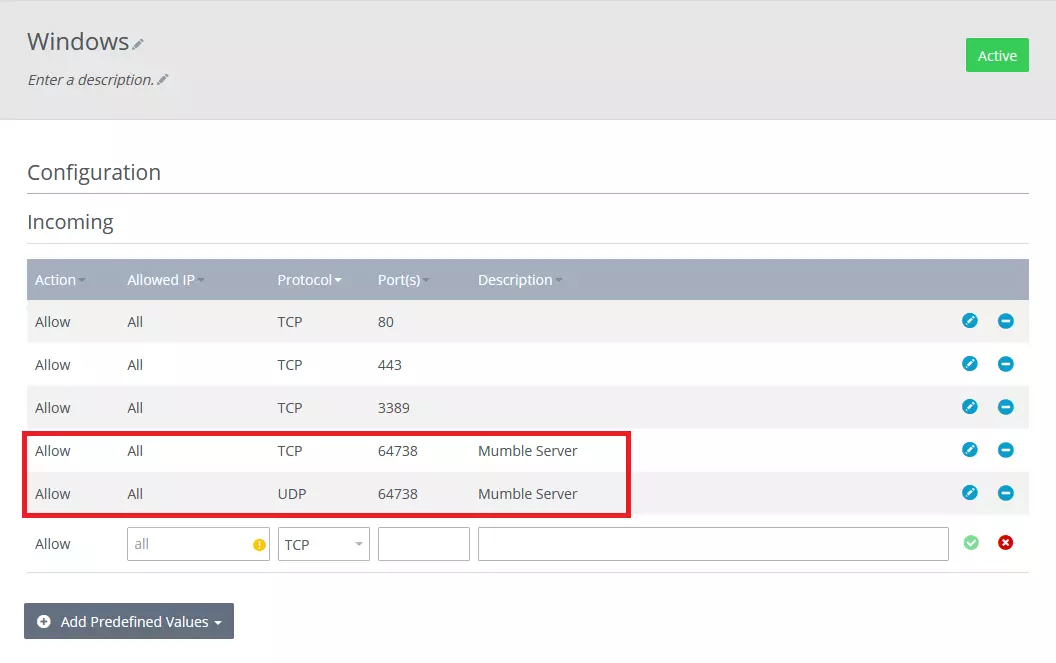 Configuración del firewall en un servidor de IONOS