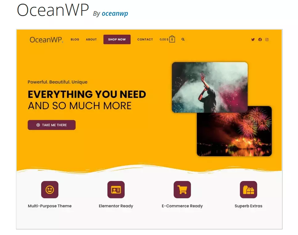 Vista previa de la plantilla OceanWP de WordPress en WordPress.org