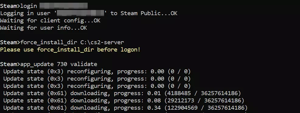 SteamCMD: instalación del CS2 server