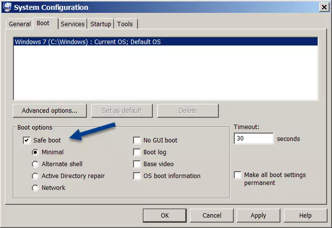 Cómo entrar en modo seguro en Windows 7 mediante la configuración del sistema