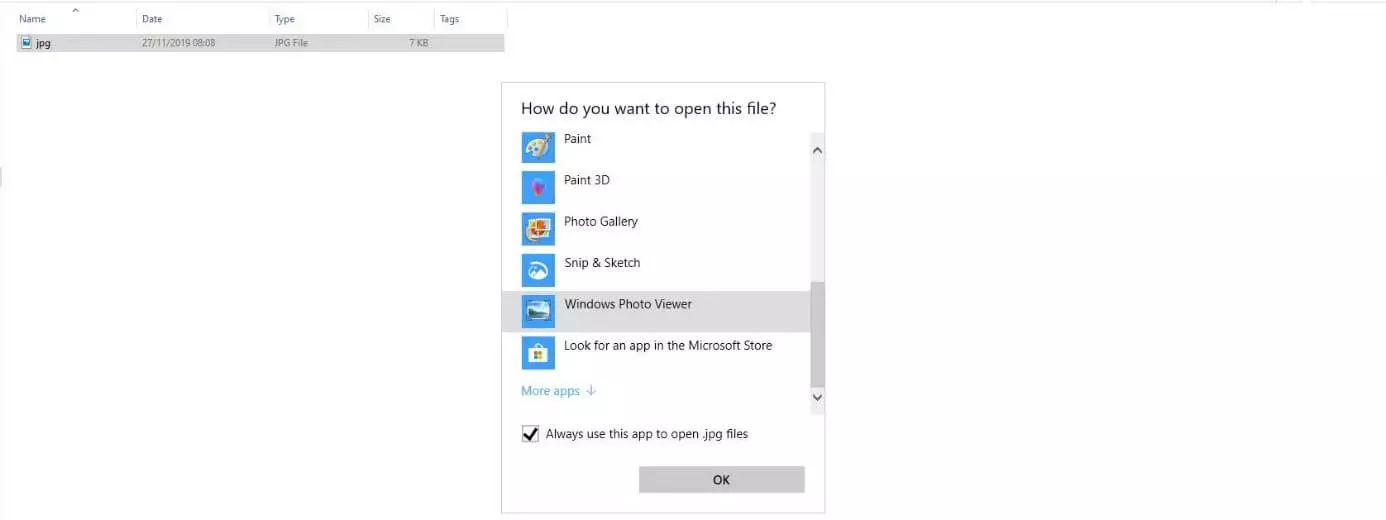 Diálogo de Windows 10 “¿Cómo quieres abrir este archivo?”