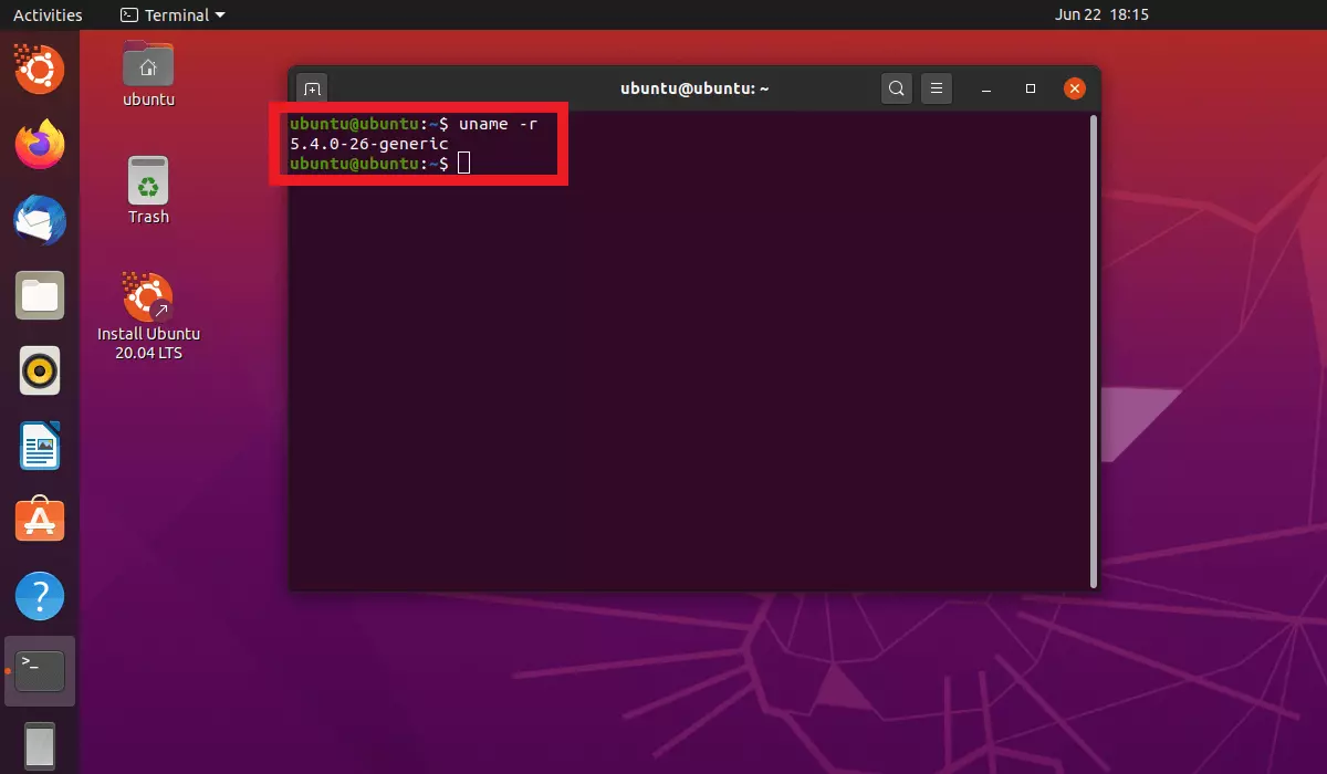Comando uname -r en el terminal
