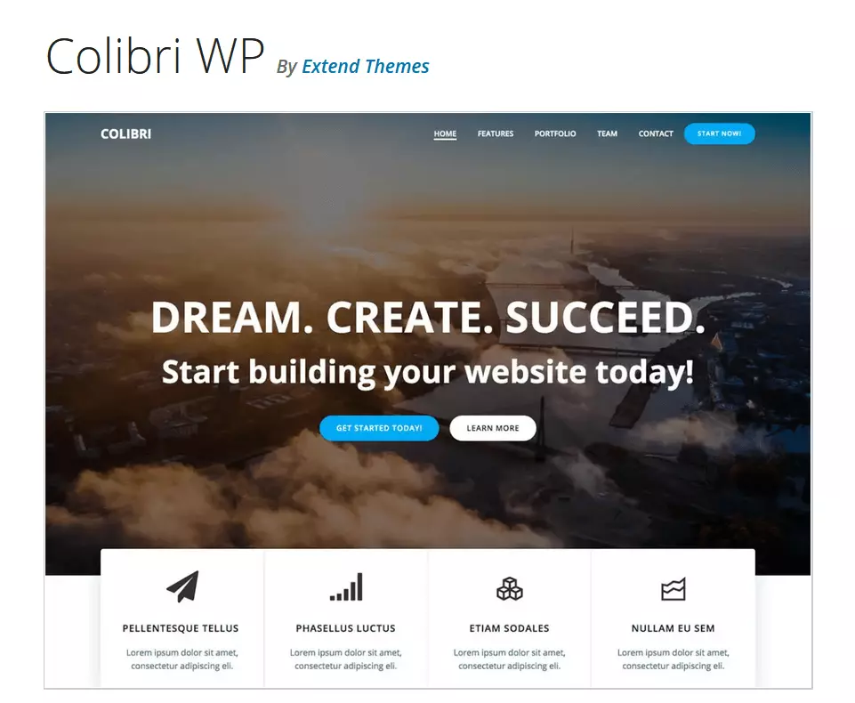 Vista previa de la plantilla Colibri WP de WordPress en WordPress.org