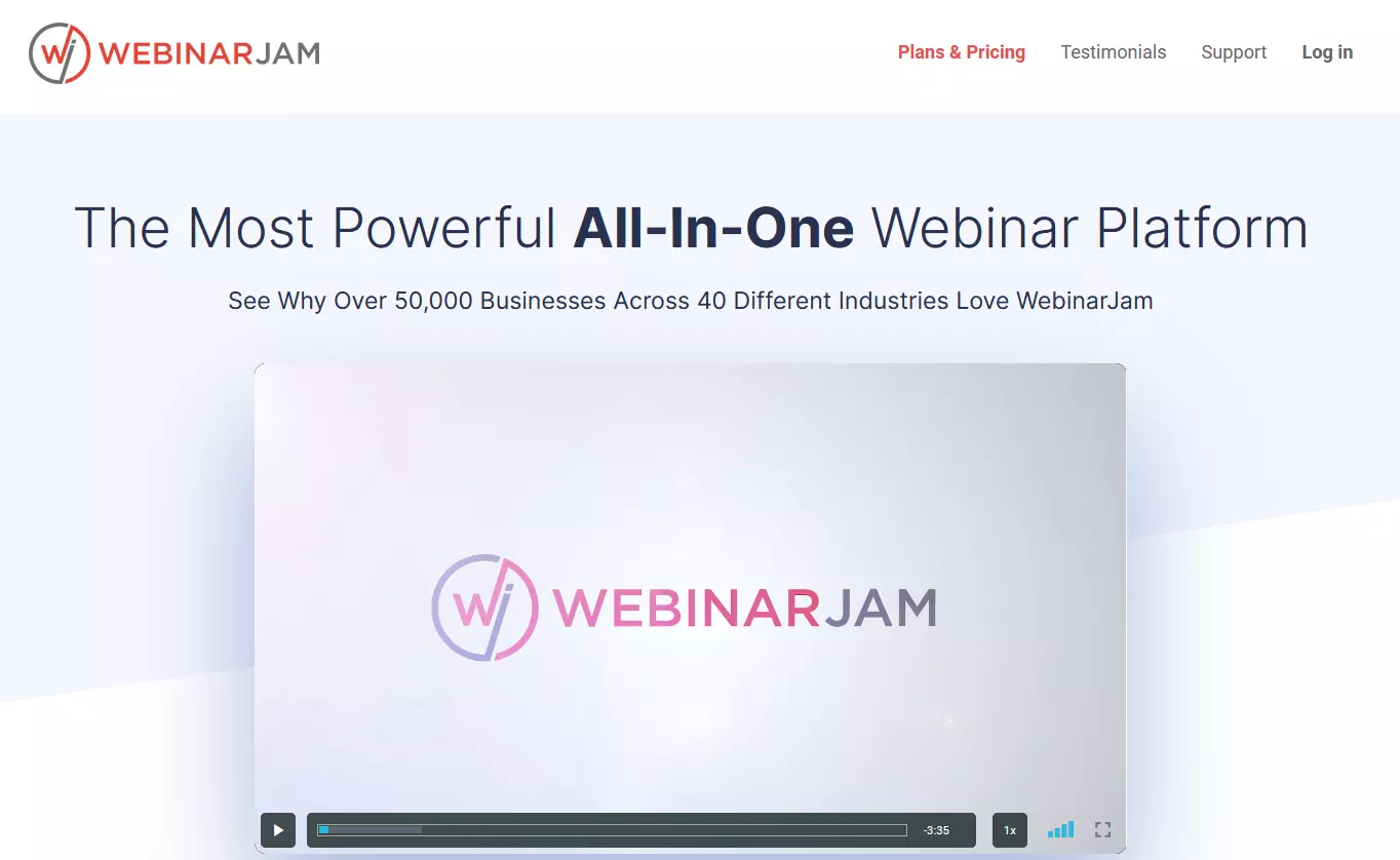 Página de inicio de WebinarJam