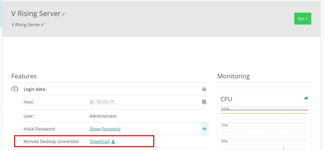 Conexión de escritorio remoto: configuración a través del panel de control de IONOS