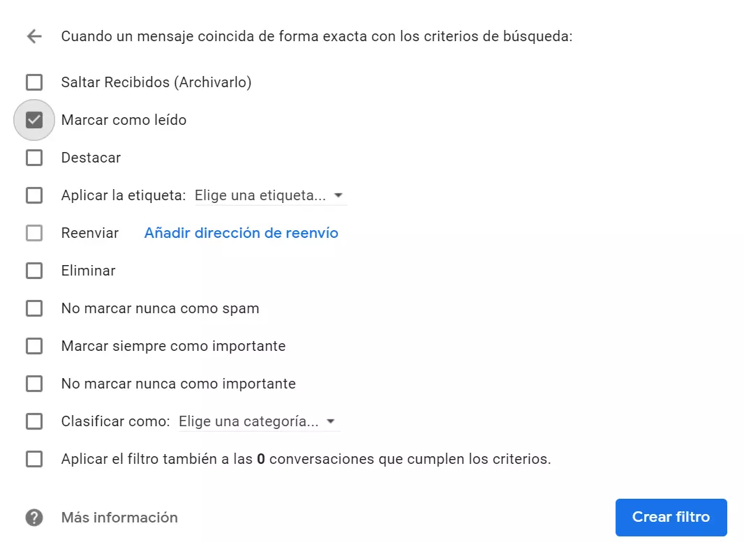 Reglas de Gmail para correos