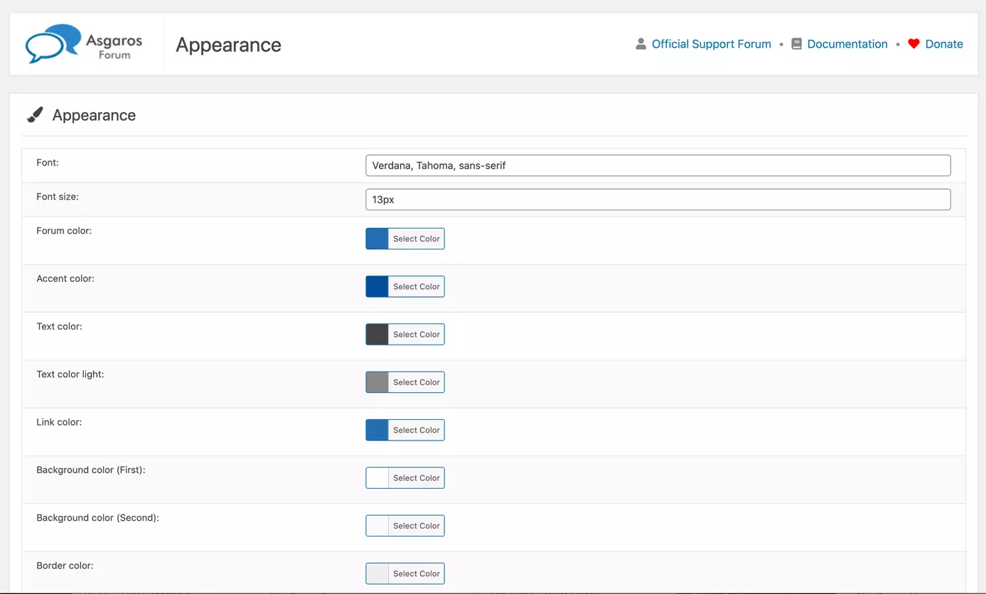 Configuración de backend para el diseño de Asgaros Forum